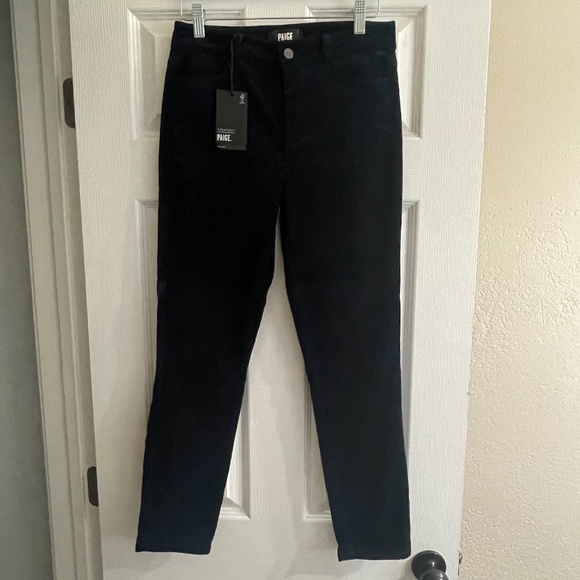 PAIGE Hoxton Ankle Velvet Jeans In Deep Navy - BNWT - Picture 1 of 4
